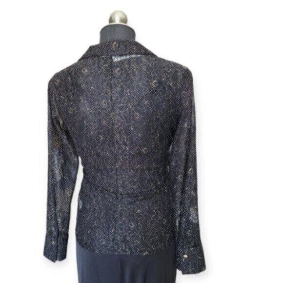 Black Tape Mesh Lace Whimsy Fairy Core Goth Blouse Sz Small - Picture 2 of 13